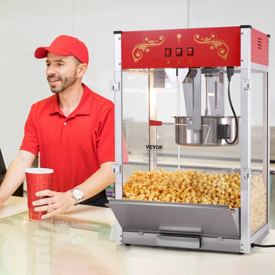 Vevor Commercial Popcorn Machine 16 Oz Kettle 1615W Countertop Popper with Accessories New