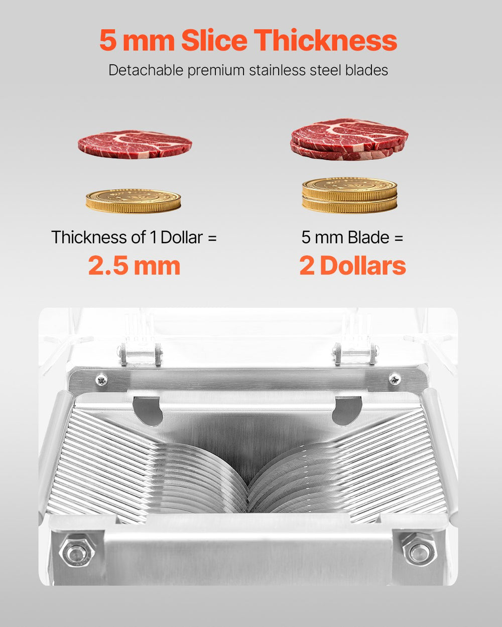 Vevor 850W Electric Meat Cutter 3.4" Stainless Steel Blade with 0.2" Slice Thickness New