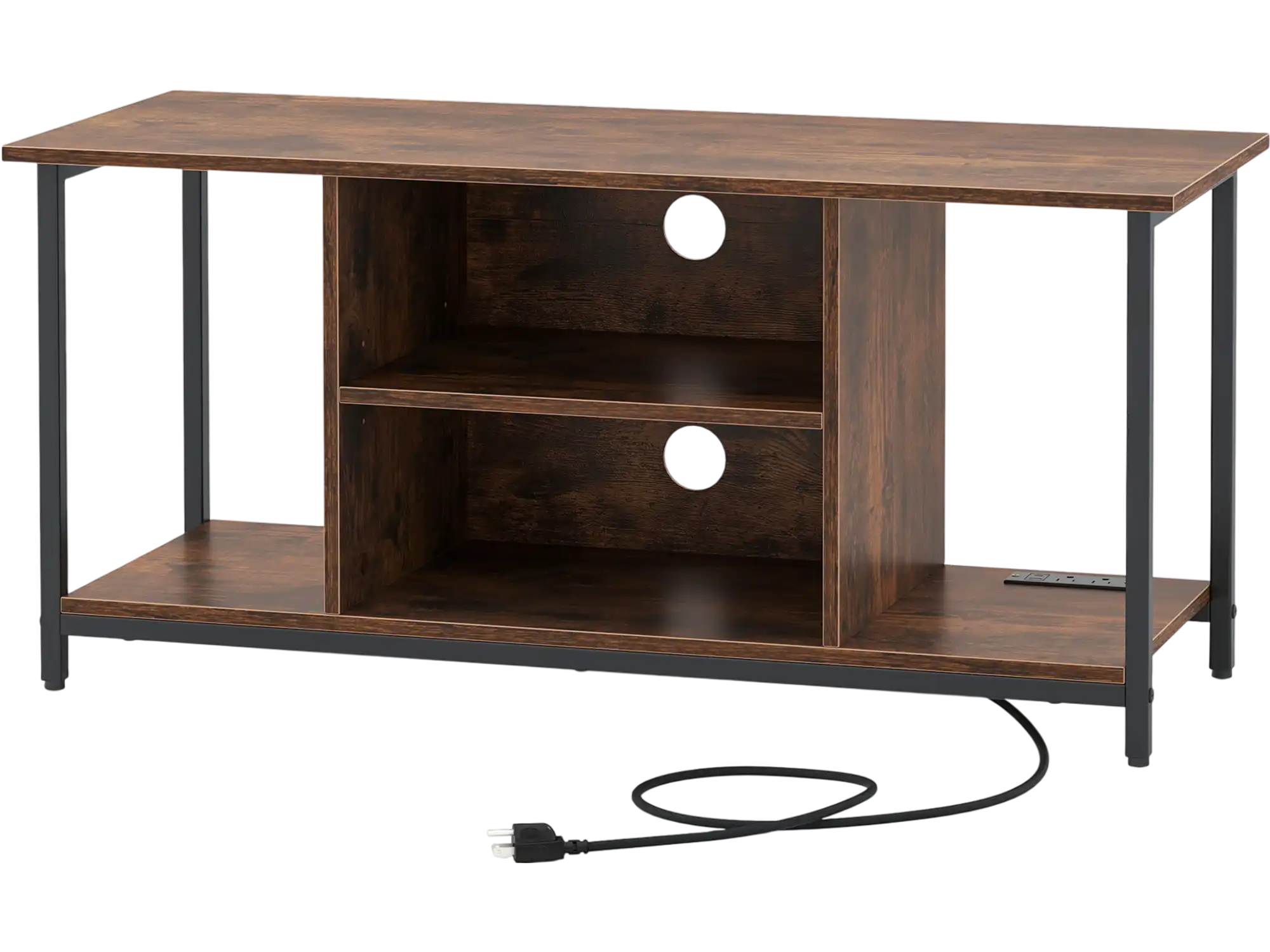 Costway TV Stand Entertainment Center Open Shelves Power Outlets 50