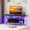 TV Stand for 65 Inch TVs with Power Outlets and LED Lights-Black - Gallery View 1 of 11