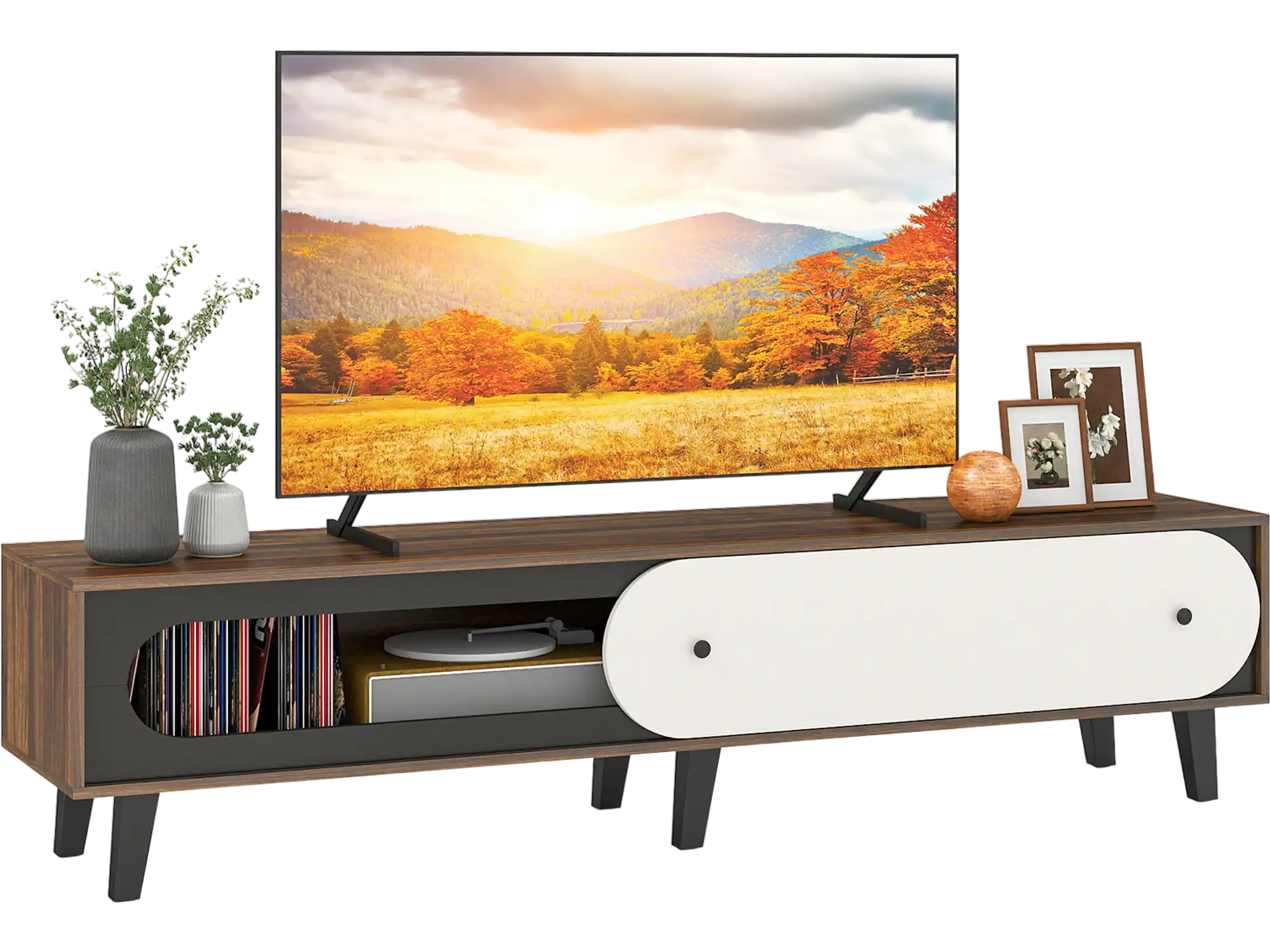 Costway Mid Century Modern TV Stand Entertainment Center for 80