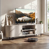 TV Stand for 80 Inch TVs Mid Century Modern Entertainment Center with Fluted Sliding Doors-Natural - Gallery View 1 of 10