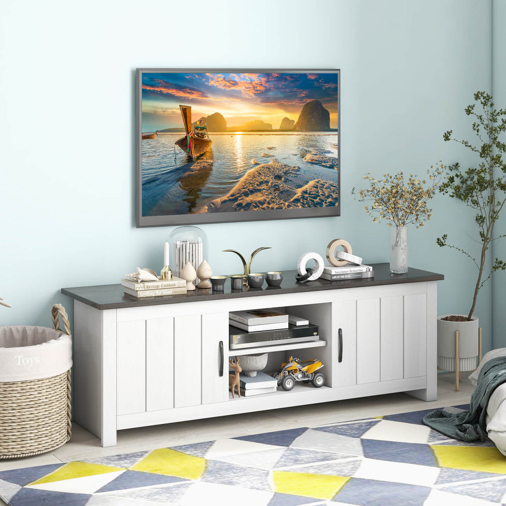TV Stand with 2 Cabinets and Open Shelves for TVs up to 65 Inch-Black - Gallery View 1 of 8