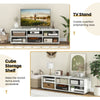 TV stand in white for TVs up to 55 inches, featuring 6 storage compartments and adjustable shelves for versatile.