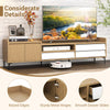 Mid-century modern TV stand with storage cabinet, featuring raised edges, smooth drawer slides, and sturdy metal legs.