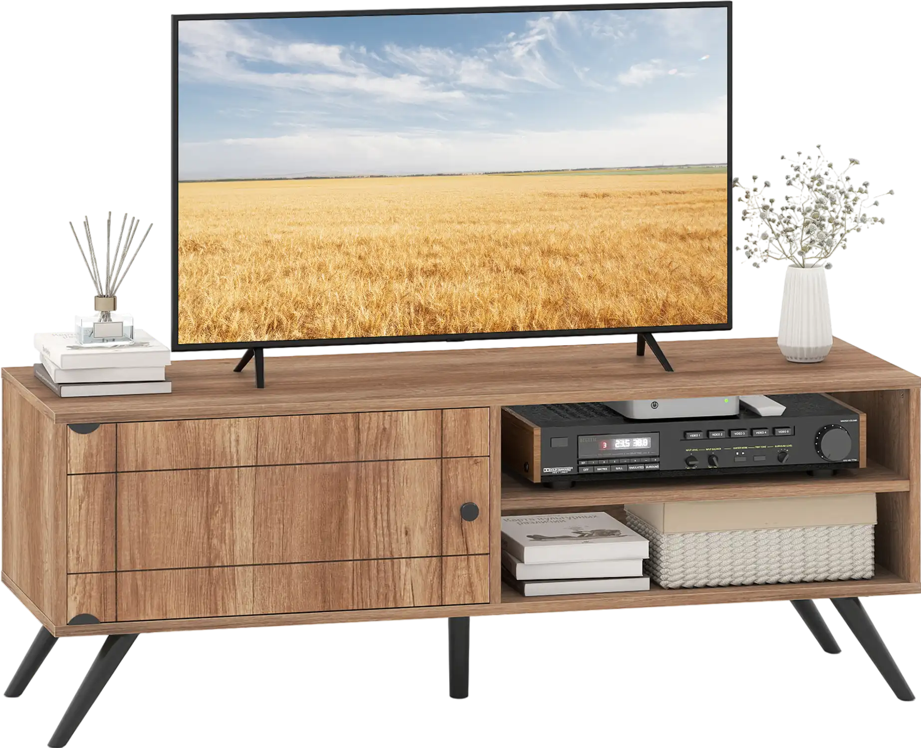 Costway Mid Century Modern TV Stand Entertainment Center for TVs up to 55