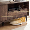 Rustic TV stand with 5 support legs, 6" clearance for cleaning, and storage for TVs up to 65 inches.