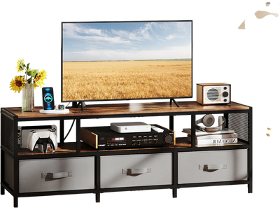 Costway Rustic Brown TV Stand for TVs up to 65