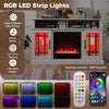 TV stand with electric fireplace and RGB LED strip lights, remote control, for TVs up to 40 inches, ideal for living.