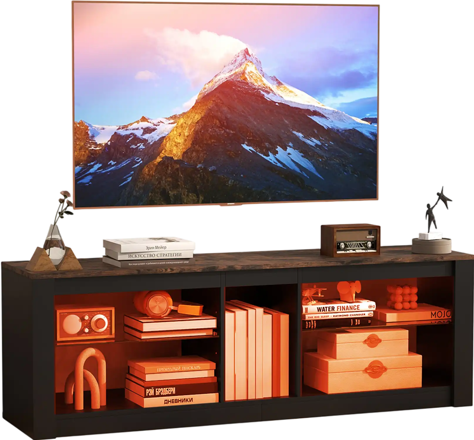 Costway Modern LED TV Stand w/ Adjustable Shelves for TVs up to 65