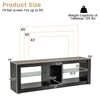 Modern TV stand dimensions with LED light, adjustable shelves, and a weight capacity of 135 lbs for TVs up to 65 inches.