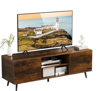 Costway TV Stand w/ Power Outlets Adjustable Shelf for 60