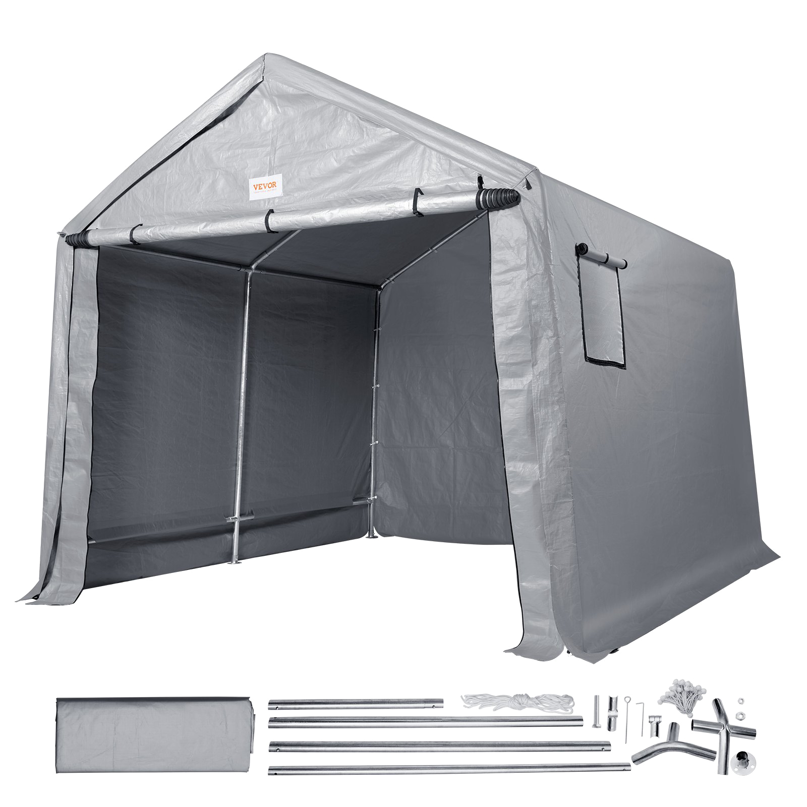 Vevor Outdoor Storage Shelter 7' x 12' x 7.36' Portable Shed with Roll-Up Zipper Door and Ventilated Windows New