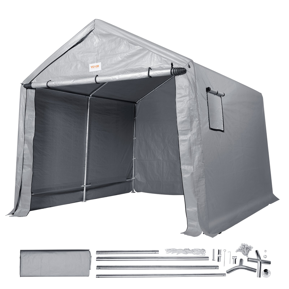 Vevor Outdoor Storage Shelter 7' x 12' x 7.36' Portable Shed with Roll-Up Zipper Door and Ventilated Windows New