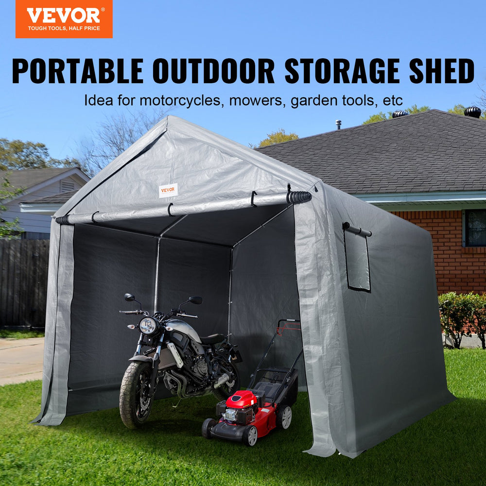 Vevor Outdoor Storage Shelter 7' x 12' x 7.36' Portable Shed with Roll-Up Zipper Door and Ventilated Windows New