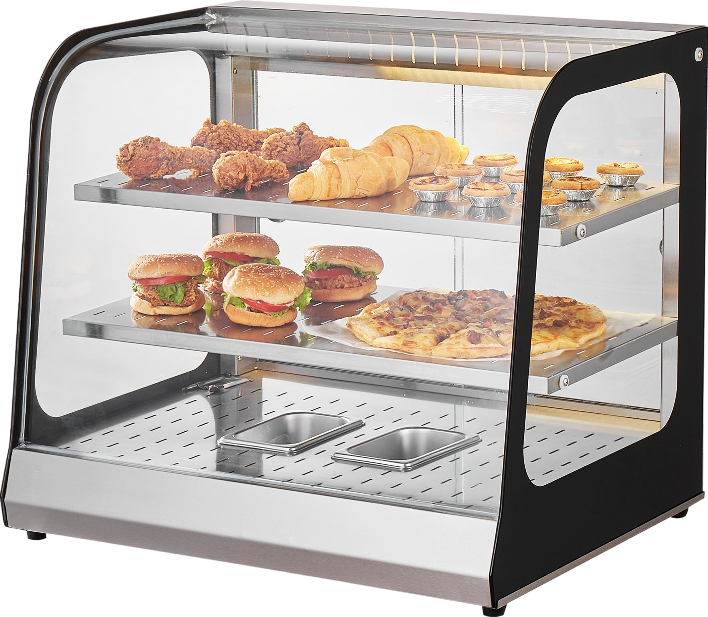 Vevor Food Warmer Display 850W 2-Tier Countertop Cabinet 86°F~185°F Temperature Range New