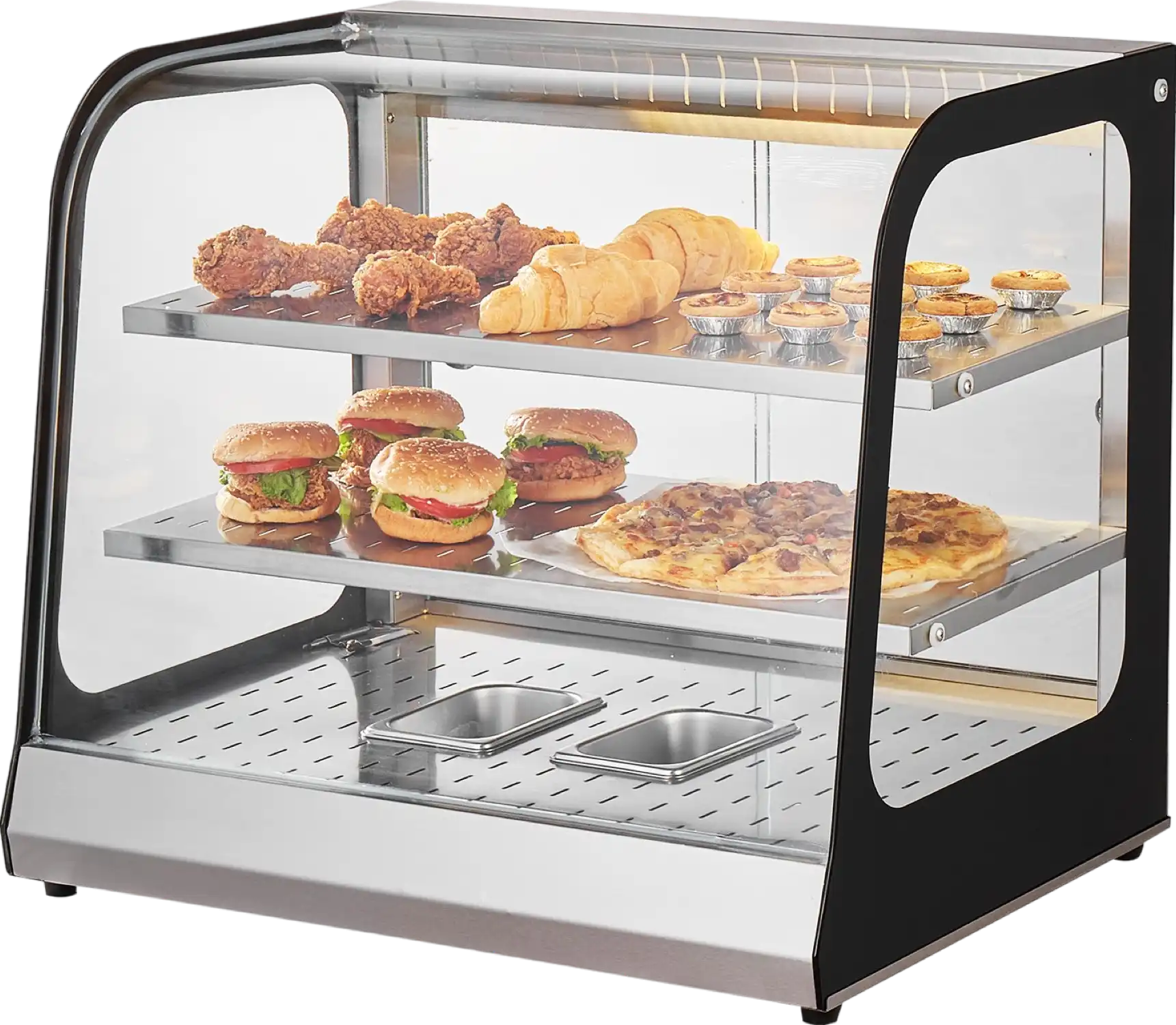 Vevor Food Warmer Display 850W 2-Tier Countertop Cabinet 86°F~185°F Temperature Range New