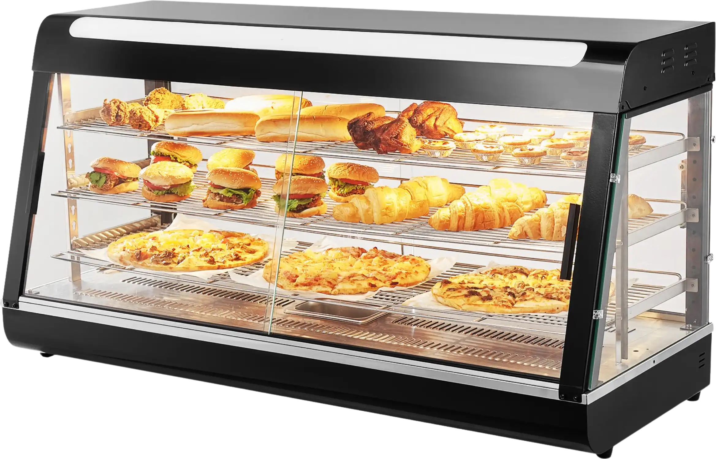 Vevor Commercial Food Warmer 3-Tier Display 190 Qt Countertop Cabinet with LED Lights 1500W New