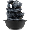 Tabletop water fountain featuring multiple tiers, a rolling crystal ball, and color-changing LED lights for tranquil.
