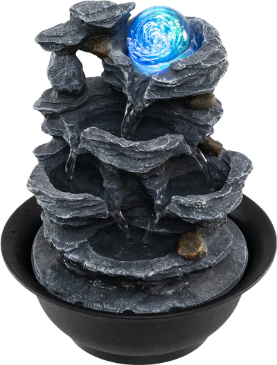 Costway Tabletop Water Fountain Rolling Crystal Ball Color-Changing LED Light 90517214 New