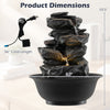 Tabletop water fountain with LED light, featuring multiple tiers and compact design for indoor desktop use.
