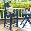 Tall Adirondack Chair Outdoor Bar Stool with Ergonomic Backrest for Backyard-Blue - Gallery View 1 of 8