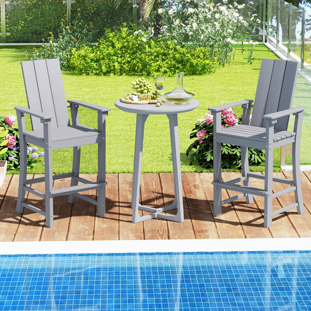 Tall Adirondack Chair Outdoor Bar Stool with Ergonomic Backrest for Backyard-Gray - Gallery View 1 of 9