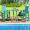 Tall Adirondack Chair Outdoor Bar Stool with Ergonomic Backrest for Backyard-Turquoise - Gallery View 1 of 9