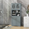 Tall Bathroom Cabinet Large Floor Storage Cabinet with Acrylic Doors and 3 Cubes-Gray - Gallery View 1 of 10