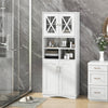 Tall Bathroom Cabinet Large Floor Storage Cabinet with Acrylic Doors and 3 Cubes-White - Gallery View 1 of 10