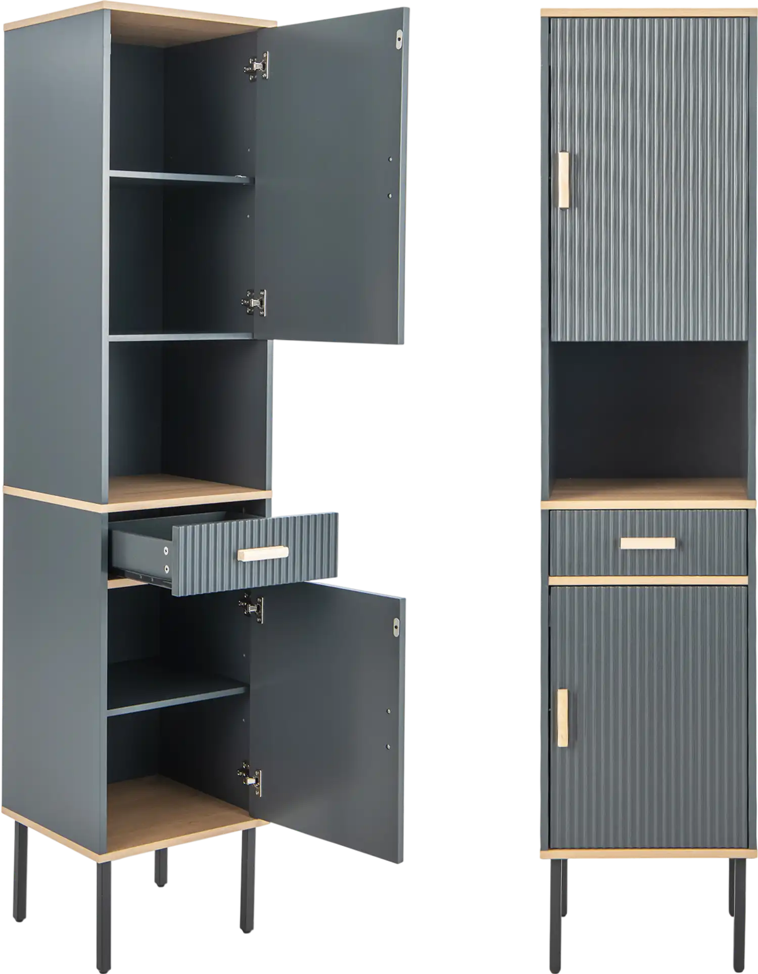 Costway Free-Standing Narrow Bathroom Linen Storage Cabinet with Doors Drawer 28173465 New