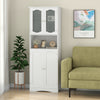 64.5 Inches Tall Bathroom Storage Cabinet with Frost Glass Doors and Shelves-White - Gallery View 1 of 10