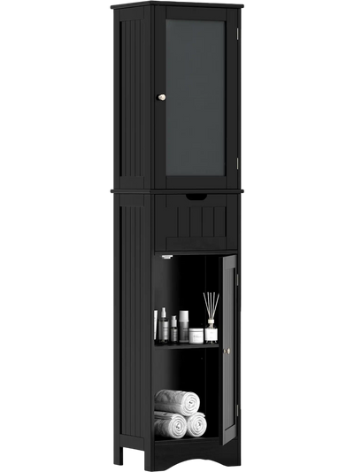 Costway Tall Floor Bathroom Storage Cabinet 2 Doors 1 Drawer 98716425 New