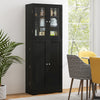 Tall Kitchen Pantry Cabinet with Dual Tempered Glass Doors and Shelves-Black - Gallery View 1 of 10
