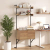 Tall ladder shelf with natural wood finish, featuring a storage cabinet and multiple tiers for vertical storage.