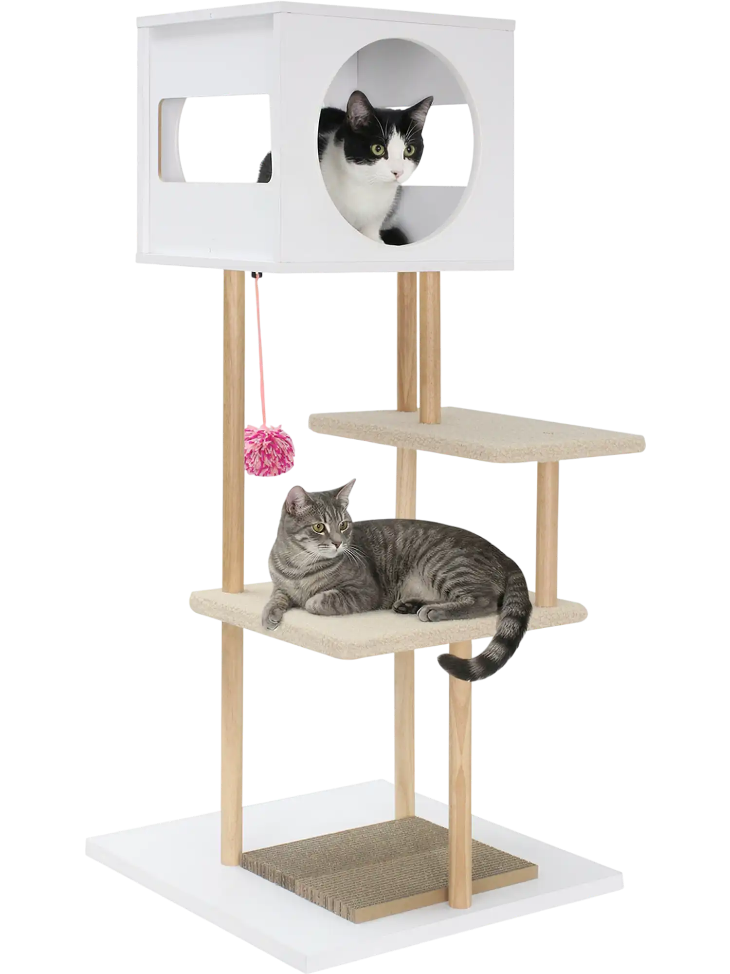Costway Tall Wood Cat Tower Condo Scratcher 2 Cardboard 12385312 New