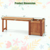 Teak oil finish raised garden bed wood planter box with bench, featuring dimensions for easy placement in gardens or.