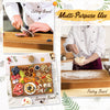Extra large 24" teak wood cutting board with handle, reversible design for multi-purpose use in kitchens and dining.