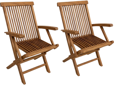 Costway Teak Wood Folding Patio Dining Chairs Set of 2 23973109 New