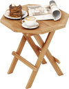 Teak Wood Octagon Coffee Table with X-shaped Legs and Slatted Tabletop