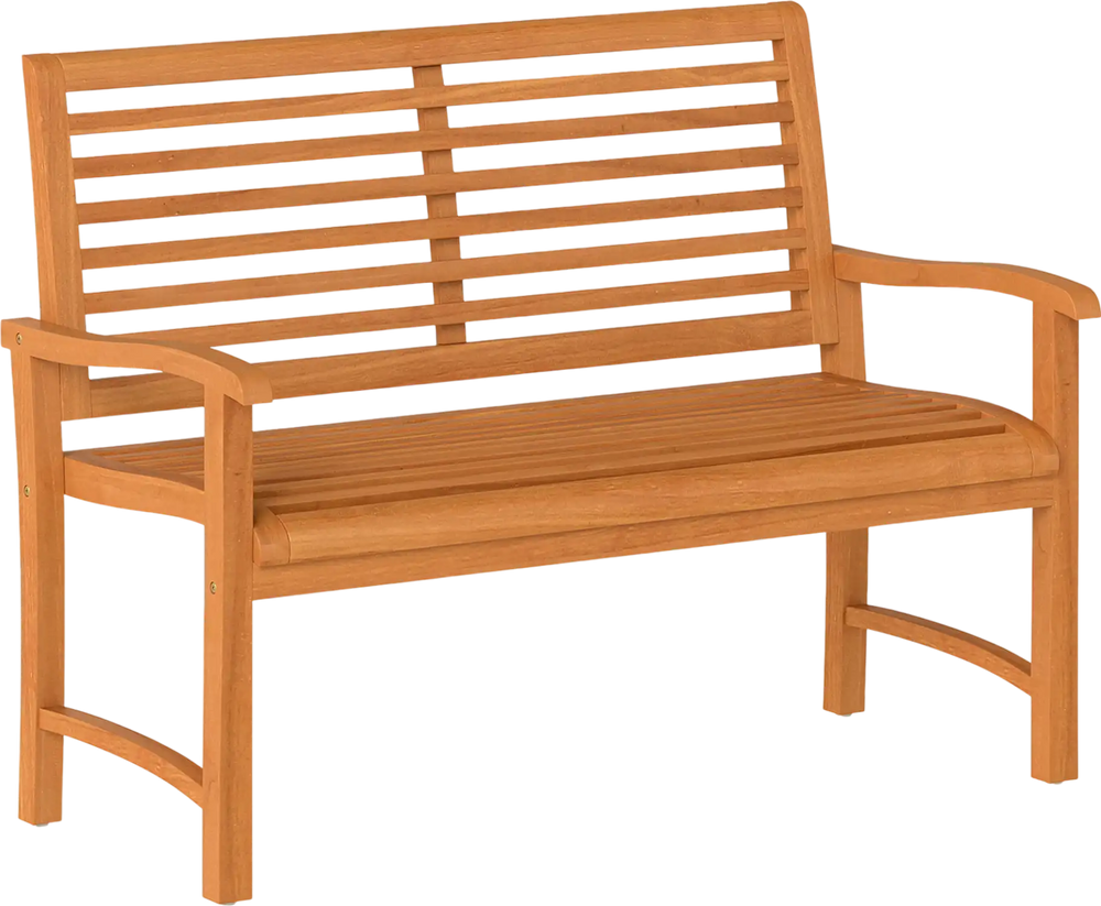 Teak Wood Outdoor Garden Bench with Slatted Backrest and Seat