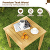 Teak wood outdoor patio nesting table showcasing natural texture, ideal for versatile arrangements in backyard or.