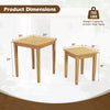 Dimensions of the teak wood outdoor patio nesting tables, showcasing space-saving design and sturdy construction for.