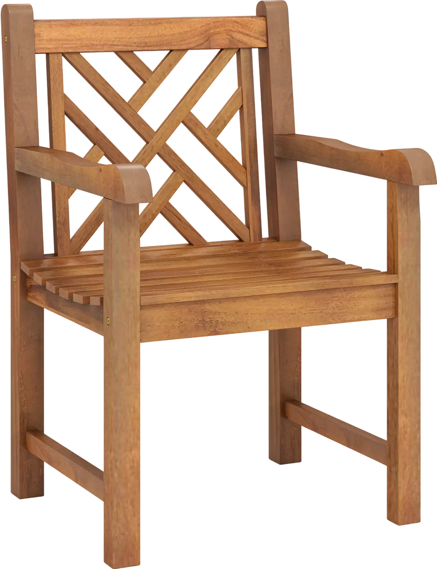 Costway Teak Wood Patio Dining Chair Slatted Seat Cross-Rhombus Back 645389271 New