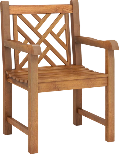 Costway Teak Wood Patio Dining Chair Slatted Seat Cross-Rhombus Back 645389271 New