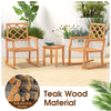 Oversized teak wood rocking chair set with backrest and slatted seat, perfect for patio relaxation and outdoor.