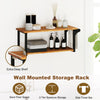 Teak wood wall mounted floating shelves with towel bar, featuring 2 tiers for storage and a waterproof surface for easy.