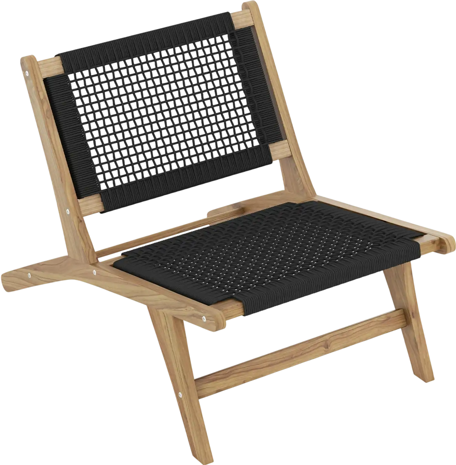 Costway Teak Wooden Indoor Outdoor Patio Dining Chair Handwoven Cordage Seat Backrest 51249768 New