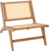 Teak Wooden Chair with Handwoven Rattan Seat and Backrest
