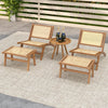 Teak wooden chair with handwoven rattan seat and backrest, featuring smooth edges and ergonomic design for indoor.